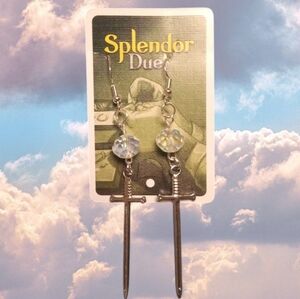 Confess And Repent Silver Sword Earrings